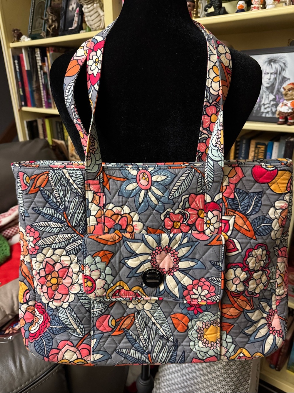 VERA BRADLEY NOMADIC FLORAL TURNLOCK TOTE RETIRED QUILTED SHOULDER BAG